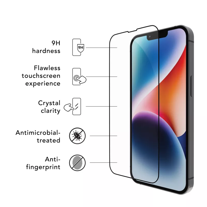 dbramante1928 Eco-Shield iPhone 13 13 Pro 14 preto proteção de ecrã em vidro temperado resistente a riscos e pó