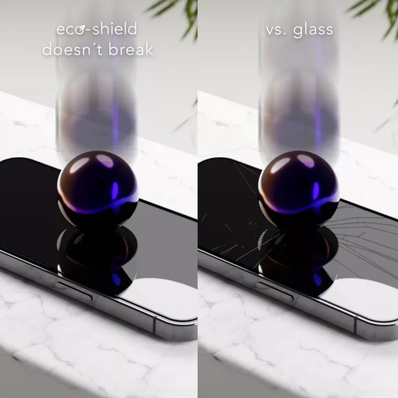 dbramante1928 Eco-Shield iPhone 13 13 Pro 14 preto proteção de ecrã em vidro temperado resistente a riscos e pó