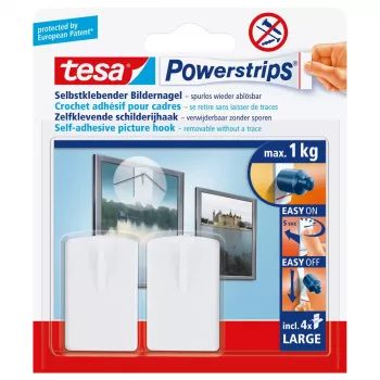 Crochet de parede para arrumação Tesa 58031-00020 Plástico branco, carga máxima 1 kg, pack de 2
