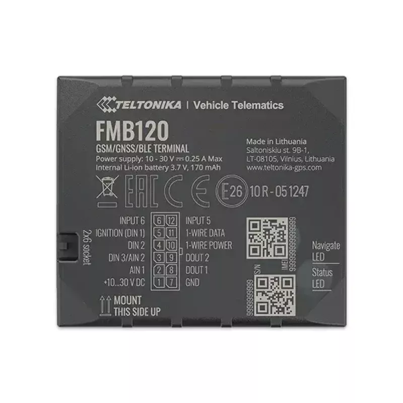 Teltonika FMB120 rastreador GPS automóvel preto à prova de pó