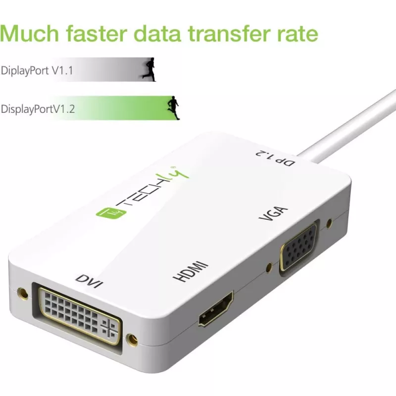 Adaptador Techly 3 em 1 Mini DisplayPort (Thunderbolt) para HDMI / DVI / VGA IADAP MDP-COMBOF12