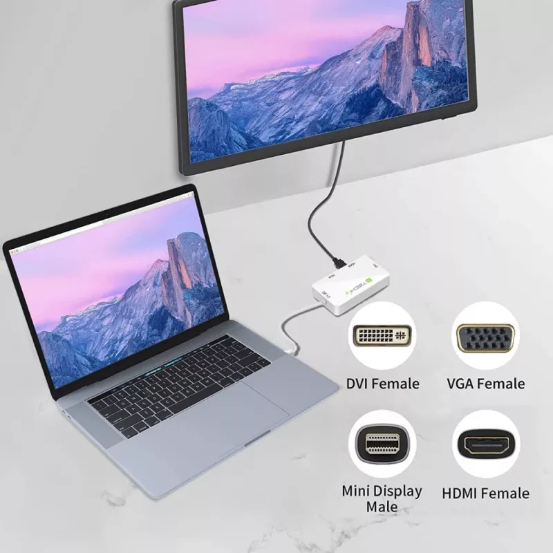 Adaptador Techly 3 em 1 Mini DisplayPort (Thunderbolt) para HDMI / DVI / VGA IADAP MDP-COMBOF12