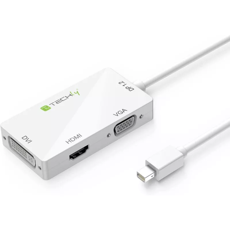 Adaptador Techly 3 em 1 Mini DisplayPort (Thunderbolt) para HDMI / DVI / VGA IADAP MDP-COMBOF12