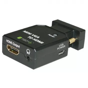 Mini conversor Techly VGA e áudio para HDMI IDATA VGA-HDMINI