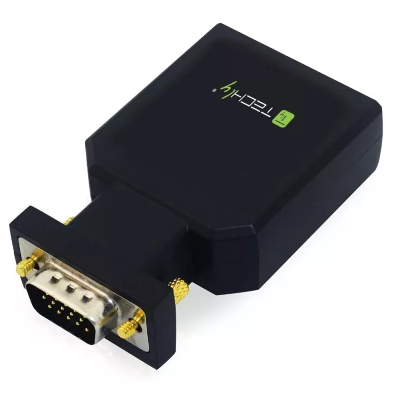 Mini conversor Techly VGA e áudio para HDMI IDATA VGA-HDMINI