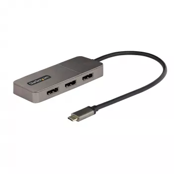 StarTech.com Adaptador USB-C Multi-Monitor de 3 portas, USB Type-C para 3x DisplayPort 1.4 MST Hub, Extensor/Divisor de ecrã de portátil Triple 4K 60Hz DP, HDR, Cabo integrado extra longo - Apenas Windows