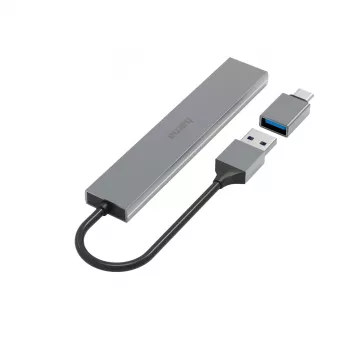 Hub de interfaces Hama 00200141 USB 3.2 Gen 1 (3.1 Gen 1) Type-A 5000 Mbit/s Cinzento