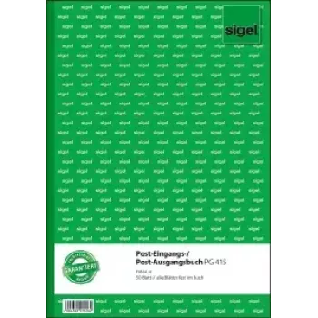 Sigel PG415 livro de registo de correio de entrada/saída, A4, 50 folhas