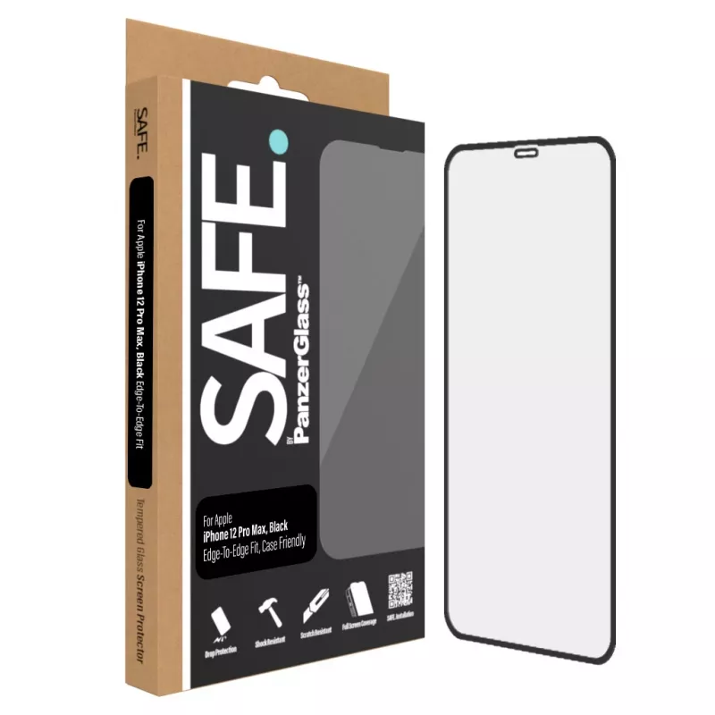 Película de proteção de ecrã PanzerGlass SAFE. by ® Apple iPhone 12 Pro Max sem bordas resistente a riscos e choques