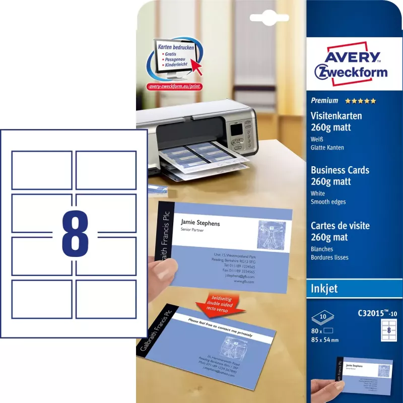 Papel para cartões de visita Avery C32015-10