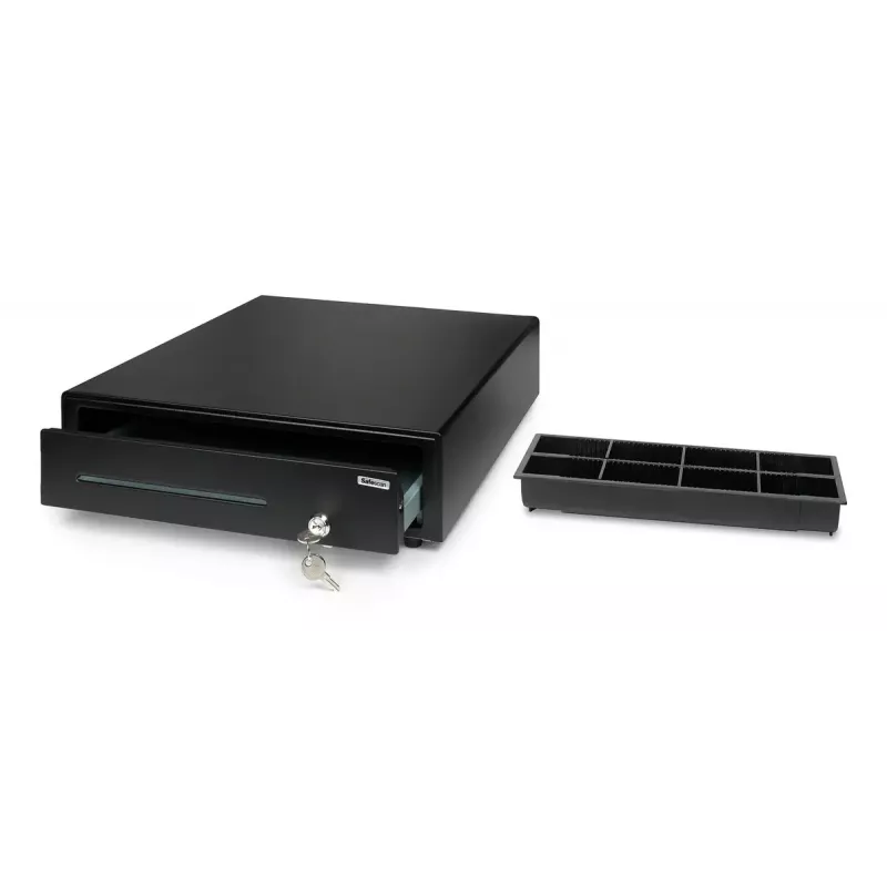 Gaveta de caixa eletrónica Safescan LD-4141, caixa em aço, 410×415×115 mm, preta, 6 chaves