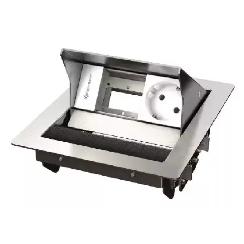 Tomada de mesa tipo F Kindermann 7492000041 aço inoxidável branco