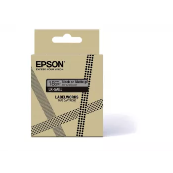 Fita mate Epson – cinzento/preto 18 mm (8 m) – LK-5ABJ, preto sobre cinzento, LK, Rhino, LabelWorks LW-C410, LabelWorks LW-C610, 1,8 cm, 8 m