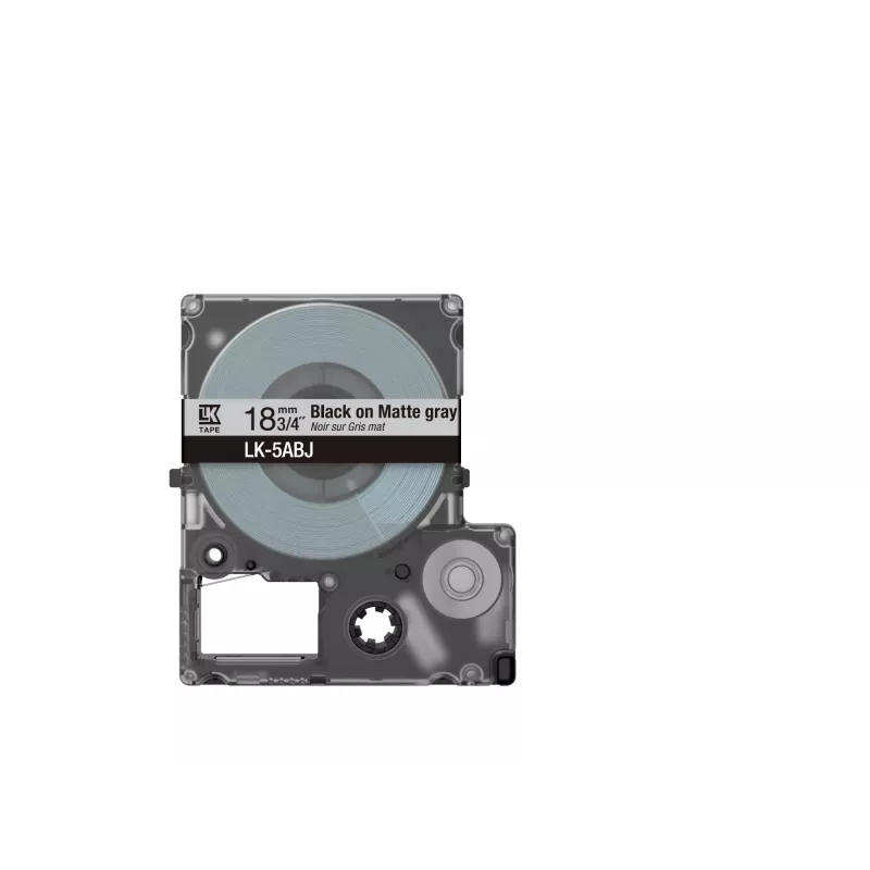 Fita mate Epson – cinzento/preto 18 mm (8 m) – LK-5ABJ, preto sobre cinzento, LK, Rhino, LabelWorks LW-C410, LabelWorks LW-C610, 1,8 cm, 8 m