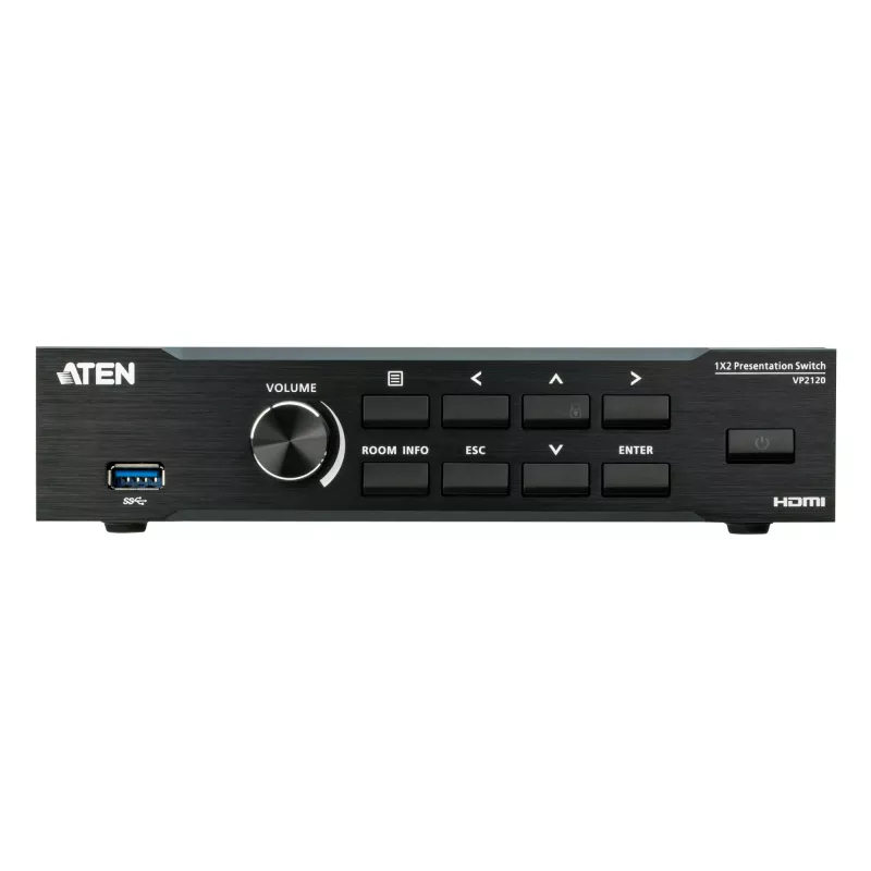 Comutador de apresentação ATEN sem interrupções com Quad V, HDMI, USB Type-A, metal, preto, 60 Hz, 15 m