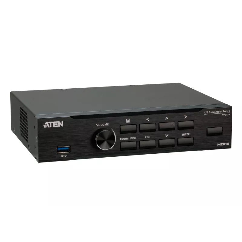 Comutador de apresentação ATEN sem interrupções com Quad V, HDMI, USB Type-A, metal, preto, 60 Hz, 15 m