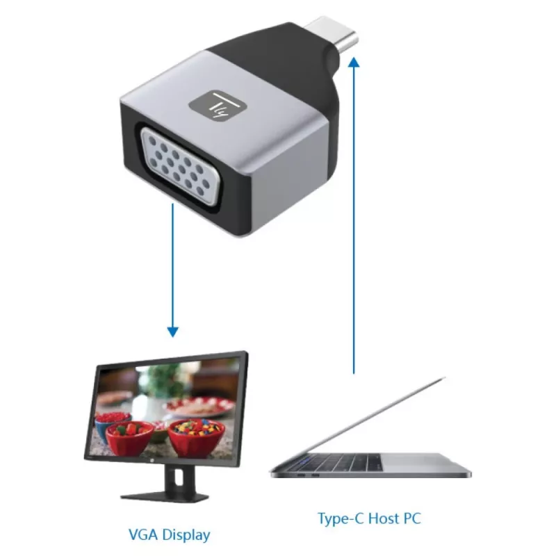 Adaptador gráfico USB Techly IADAP USBC-VGAC 1920 x 1200 píxeis preto, prateado