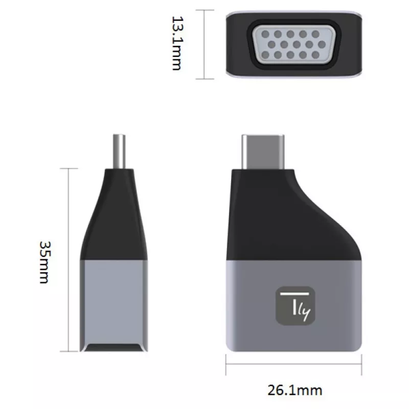 Adaptador gráfico USB Techly IADAP USBC-VGAC 1920 x 1200 píxeis preto, prateado