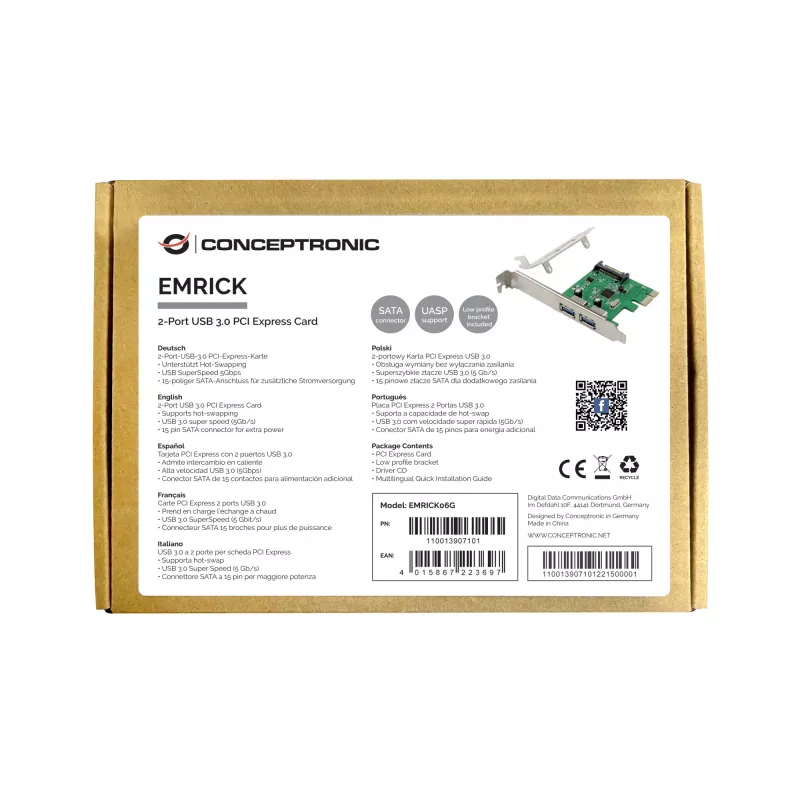 Placa PCIe Conceptronic EMRICK 2 portas USB 3.0