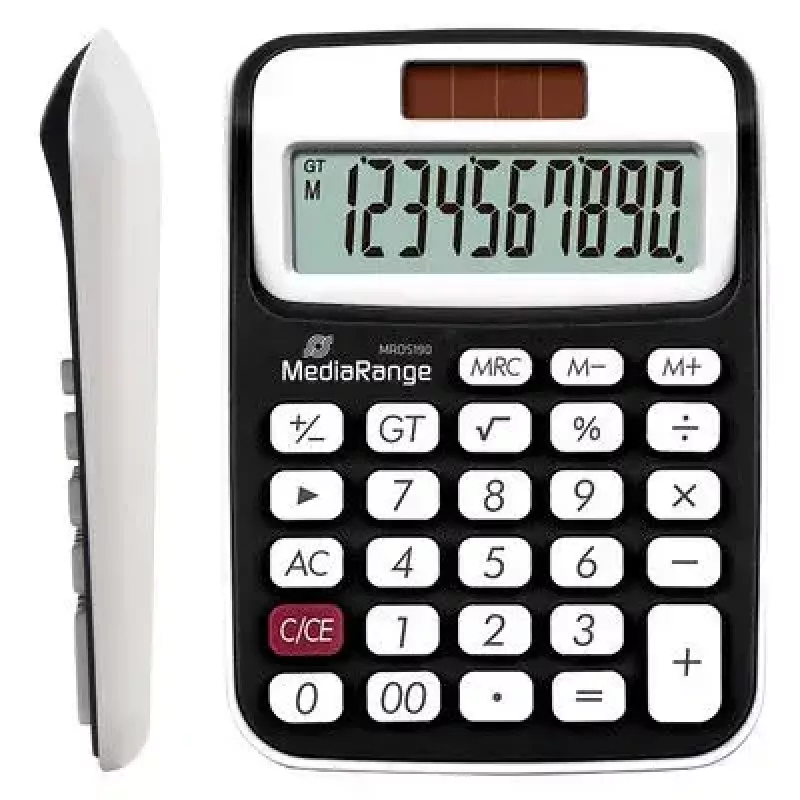 Calculadora de secretária MediaRange MROS190 Basic 10 dígitos pilha solar preto branco