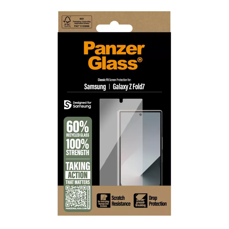 Proteção de ecrã PanzerGlass para Samsung Galaxy Z Fold7 — Ultra-Wide Fit
