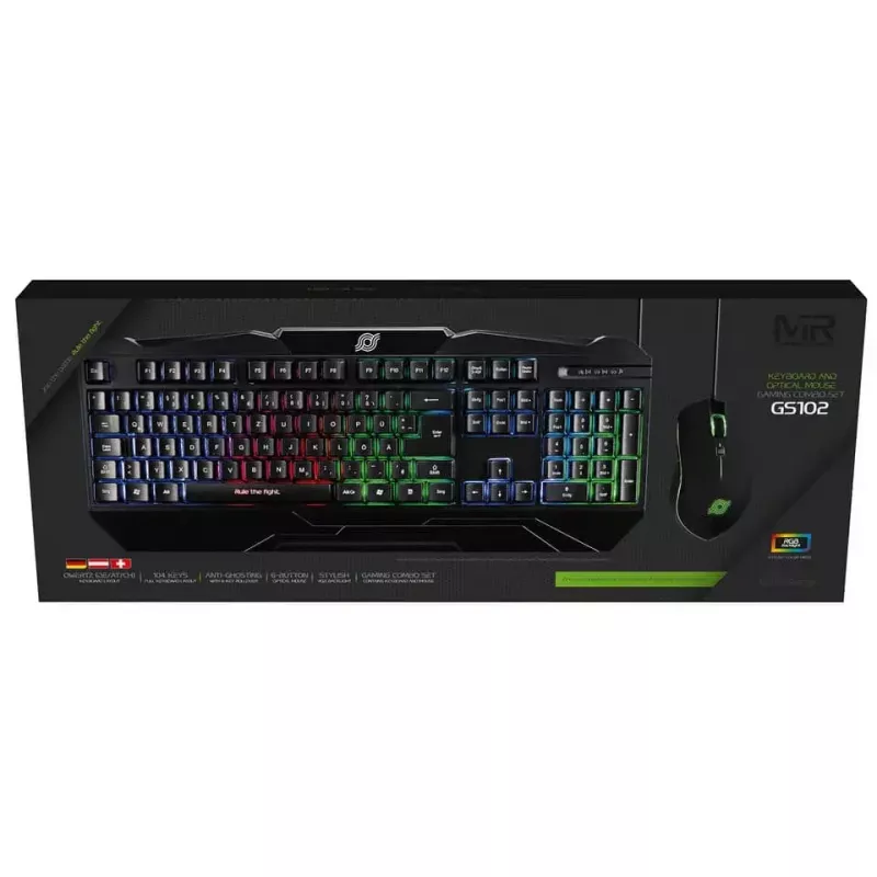MediaRange MRGS102 Teclado e rato gaming USB QWERTZ Preto RGB