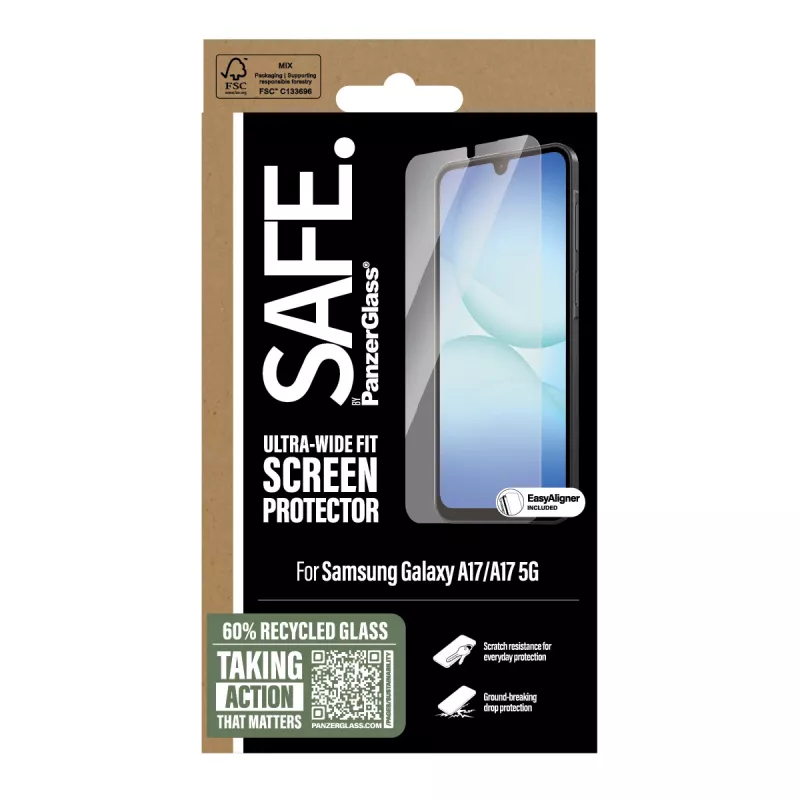 PanzerGlass SAFE. by ® proteção de ecrã Samsung Galaxy A17 | A17 5G | Ultra-Wide Fit com EasyAligner