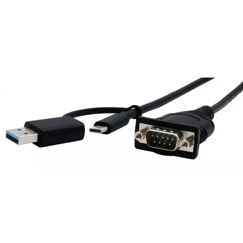 Cabo serial EXSYS EX-23001 preto 0,5 m USB Type-A USB Type-C DB-9