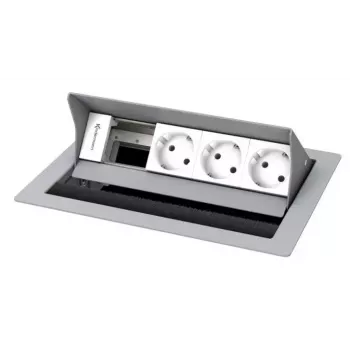 Caixa de tomada Kindermann CablePort standard² Type F branco prateado