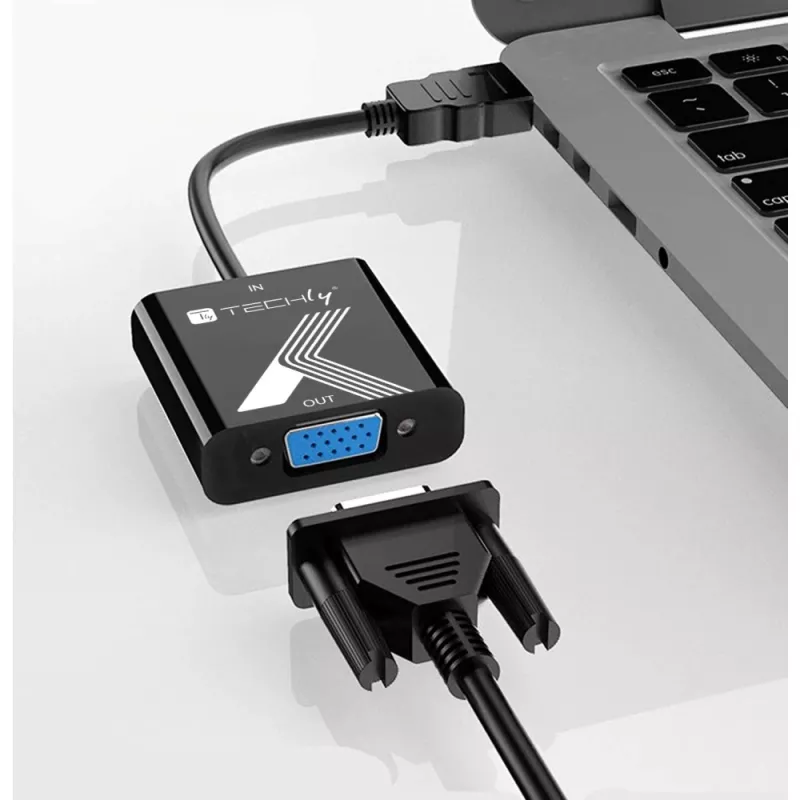 Adaptador de cabo Techly conversor HDMI para VGA com ficha jack de áudio