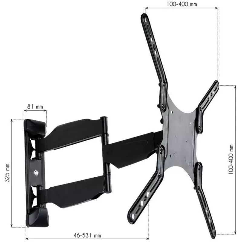 Techly 23-55 Suporte de parede para TV LCD Full Motion ultra fino Preto” ICA-PLB 171M