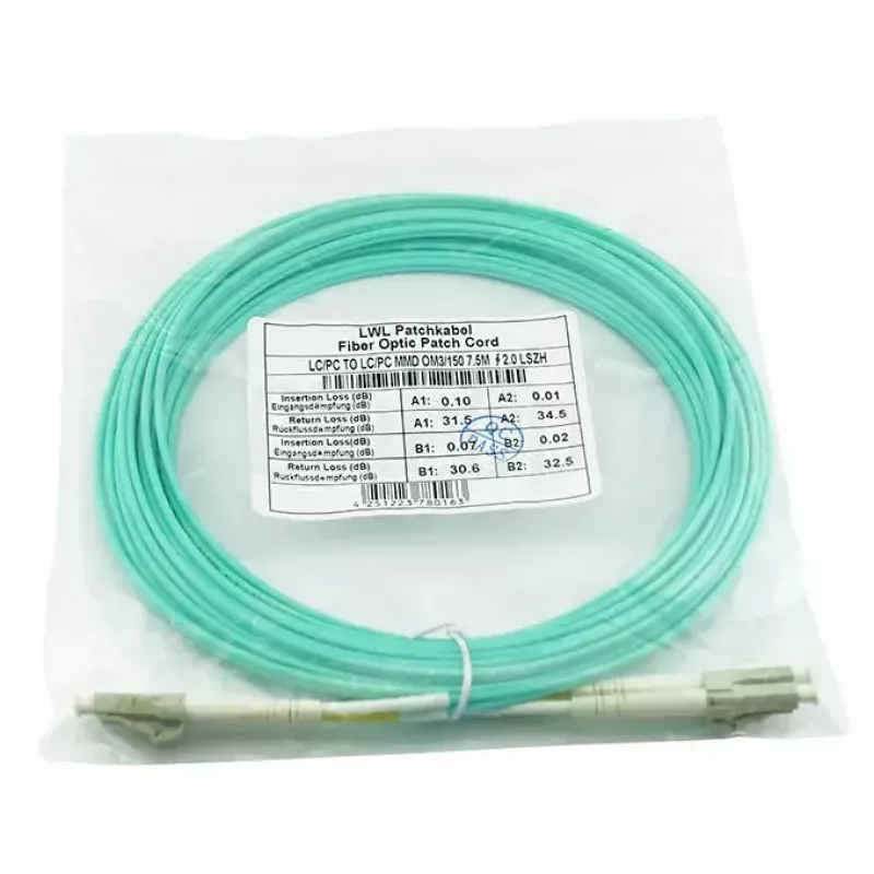 Cabo de fibra ótica BlueOptics AJ834A-BO 1m 2x LC OM3 duplex integral