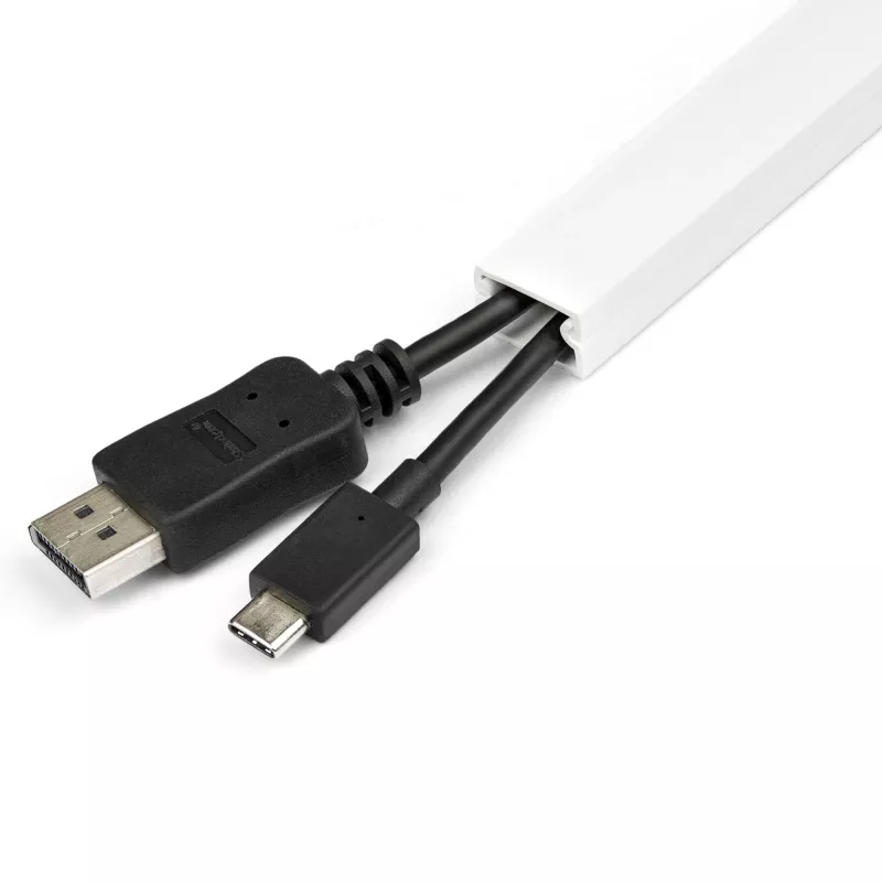 StarTech.com Canal de cabos sólido com fita adesiva e tampa, 19 mm L x 11 mm A – 1 m de comprimento, PVC ocultação de cabos de rede/alimentação/canal de parede, máx. 6 cabos, listado UL