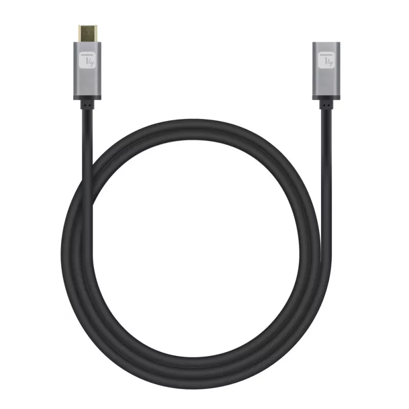 Cabo Techly USB 3.2 Gen 2 USB-C M/F 1m preto, 1 m, USB C, USB C, USB 3.2 Gen 2 (3.1 Gen 2), 10 Gbit/s, preto, cinzento