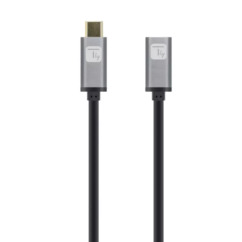 Cabo Techly USB 3.2 Gen 2 USB-C M/F 1m preto, 1 m, USB C, USB C, USB 3.2 Gen 2 (3.1 Gen 2), 10 Gbit/s, preto, cinzento