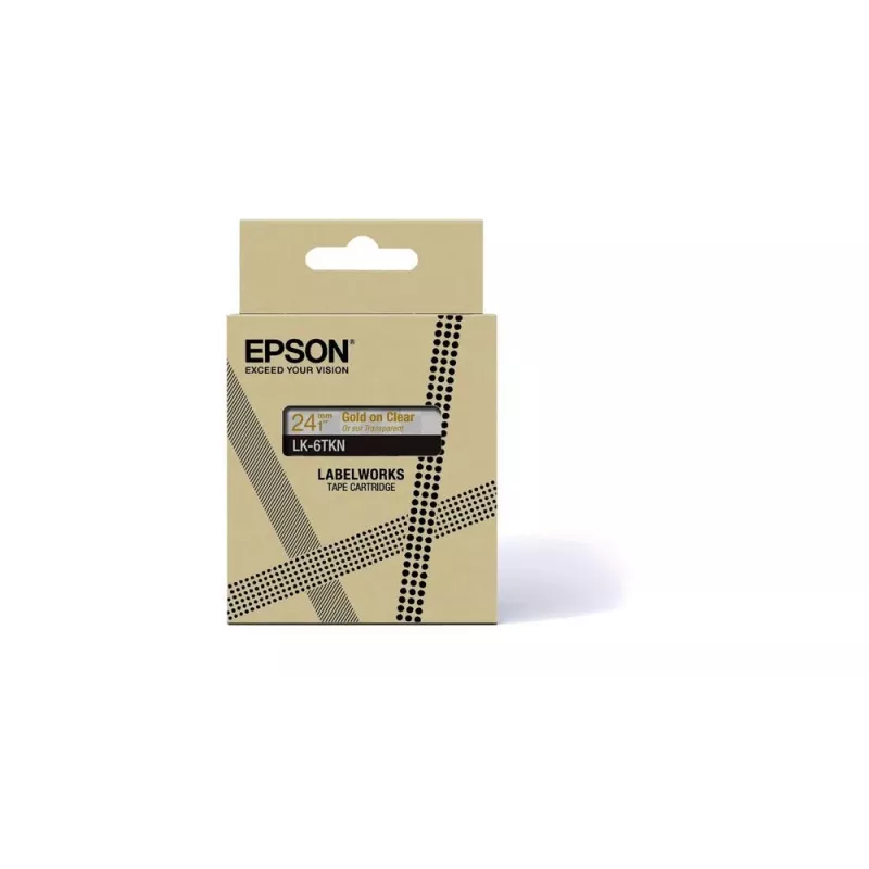 Fita de etiquetas Epson LK-6TKN dourado transparente 2,4 cm transferência térmica
