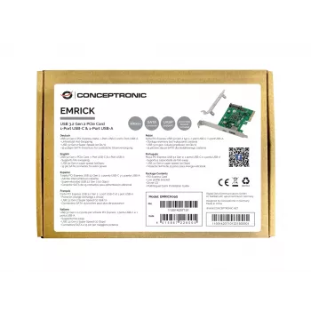 Placa PCIe Conceptronic EMRICK USB 3.2 Gen 2, 1 porta USB-C e 1 porta USB-A