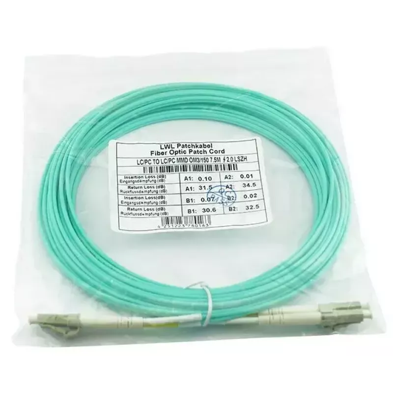 BlueOptics 050502K512000005M-BO Cabo patch de fibra ótica duplex (compatível com Corning), LC-UPC/LC-UPC, multimodo OM3 50/125 µm, 5 m