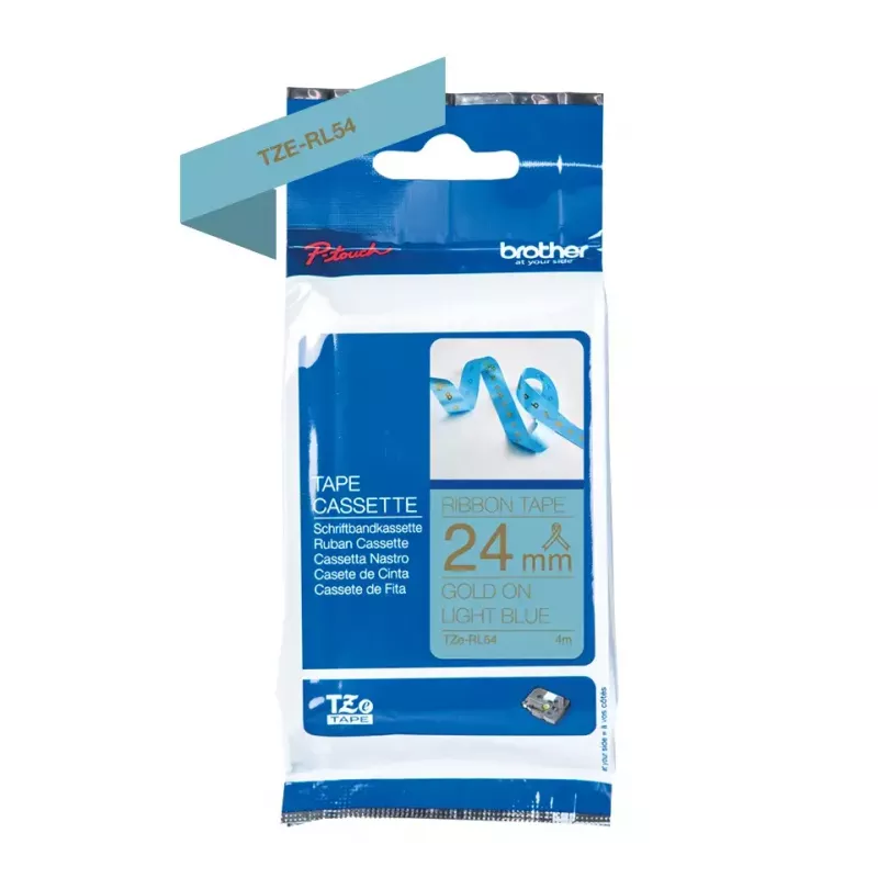 Fita para impressora de etiquetas Brother TZE-RL54 dourado sobre azul
