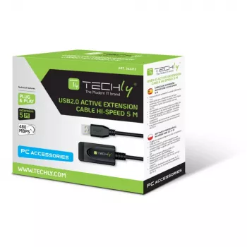 Cabo USB Techly IUSB-REP20TY USB 2.0 5 m USB A preto