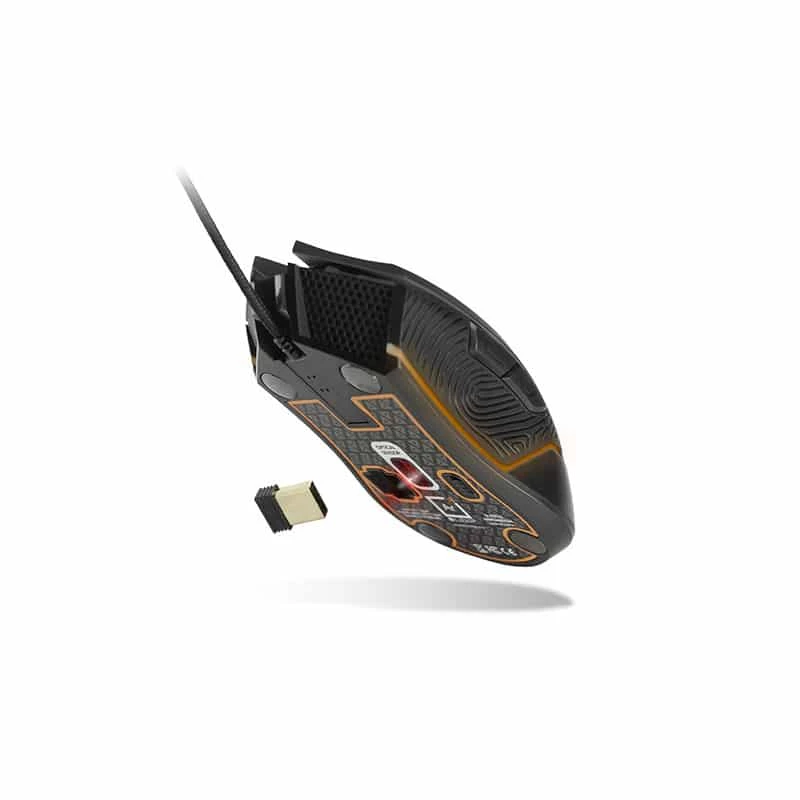 Lexip Ar18 – Rato gaming sem fios com patins de cerâmica, para destros, ótico, RF Wireless + USB Type-A, 4800 DPI, preto