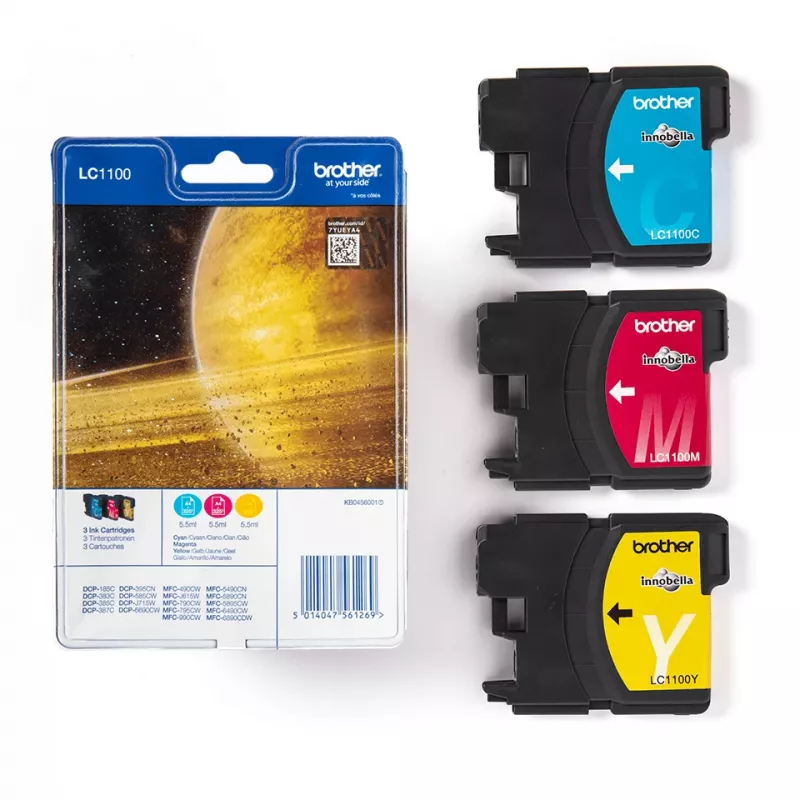 Cartucho de tinta Brother LC1100RBWBP 3 unid. original ciano, magenta, amarelo
