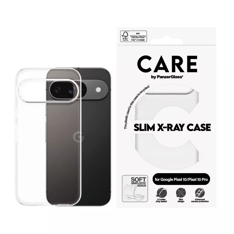 Capa PanzerGlass CARE capa elegante transparente X-Ray Soft Basic Google Pixel 10 10 Pro
