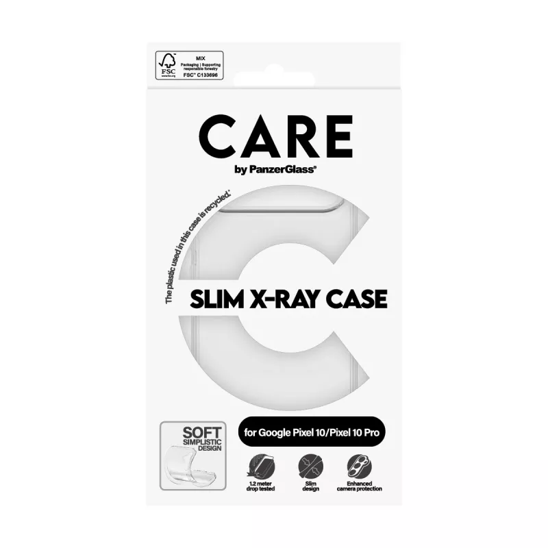 Capa PanzerGlass CARE capa elegante transparente X-Ray Soft Basic Google Pixel 10 10 Pro