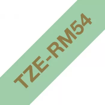Fita de etiquetar Brother TZE-RM54 dourado sobre cor de menta