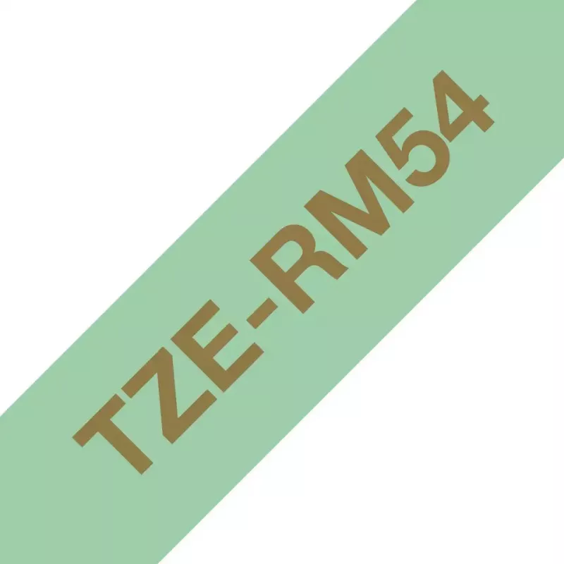 Fita de etiquetar Brother TZE-RM54 dourado sobre cor de menta