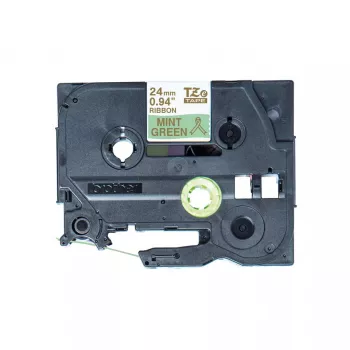 Fita de etiquetar Brother TZE-RM54 dourado sobre cor de menta