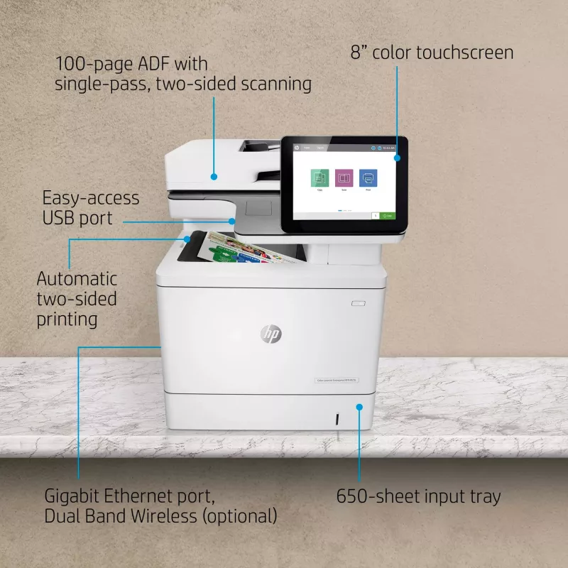 HP Color LaserJet Enterprise MFP M578dn, laser, impressão a cores, 1200 x 1200 DPI, A4, impressão direta, branco