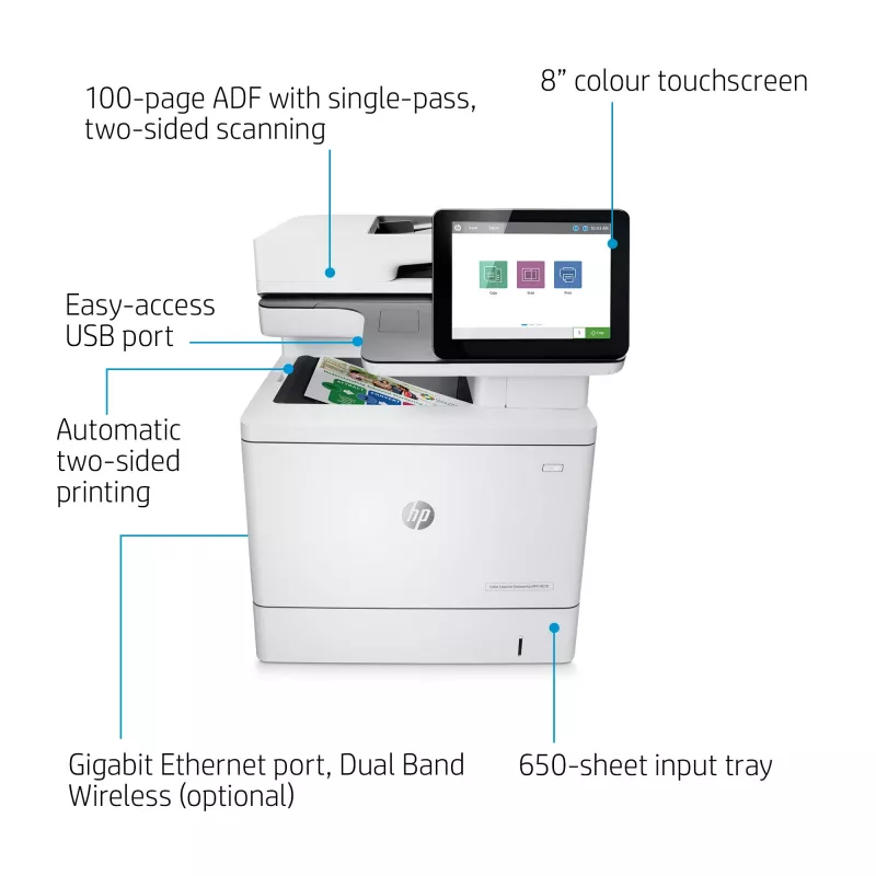 HP Color LaserJet Enterprise MFP M578dn, laser, impressão a cores, 1200 x 1200 DPI, A4, impressão direta, branco