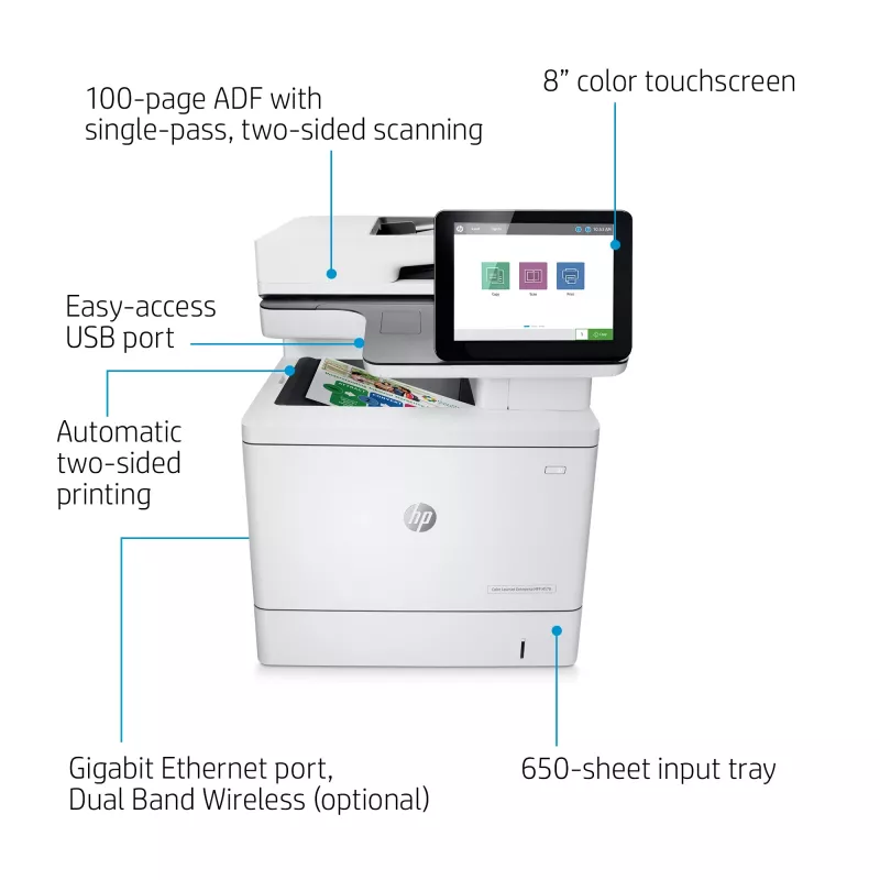 HP Color LaserJet Enterprise MFP M578dn, laser, impressão a cores, 1200 x 1200 DPI, A4, impressão direta, branco